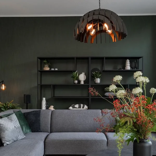 Outlet Straluma Grote koepel hanglamp Dome mat zwart metaal