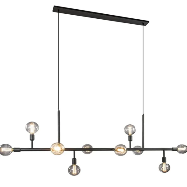 grote_lichts_eettafelhang_1-1.webp Shop Straluma Grote 10-lichts eettafelhanglamp zwart exclusief lichtbronnen