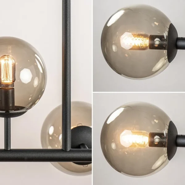 grote_lichts_hanglamp_mat_3.webp Fashion Straluma Grote 10-lichts hanglamp mat zwart met smoke glazen bollen