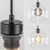 Flash Sale Straluma Grote 3-lichts hanglamp met helder glas en zwarte balk