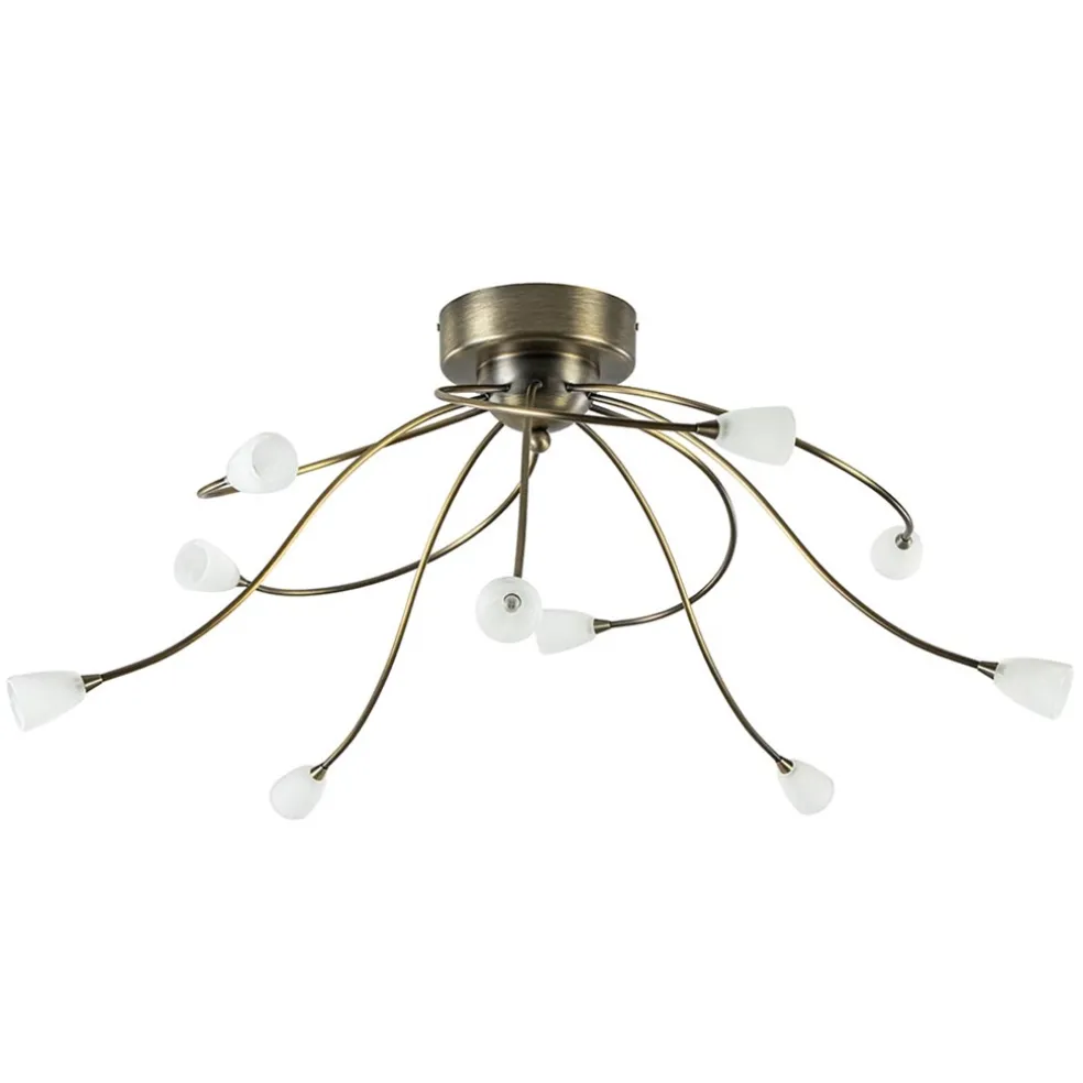 Outlet Straluma Grote plafondlamp brons met wit glas inclusief LED