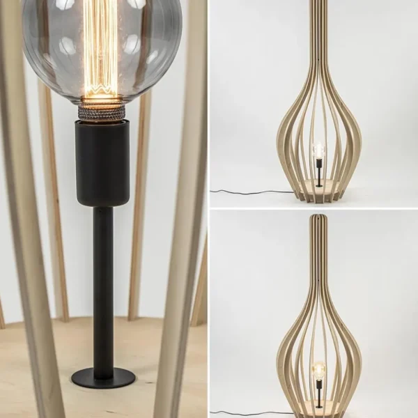 grote_vloerlamp_kegel_nat_3.webp Best Straluma Grote vloerlamp kegel naturel hout met zwart