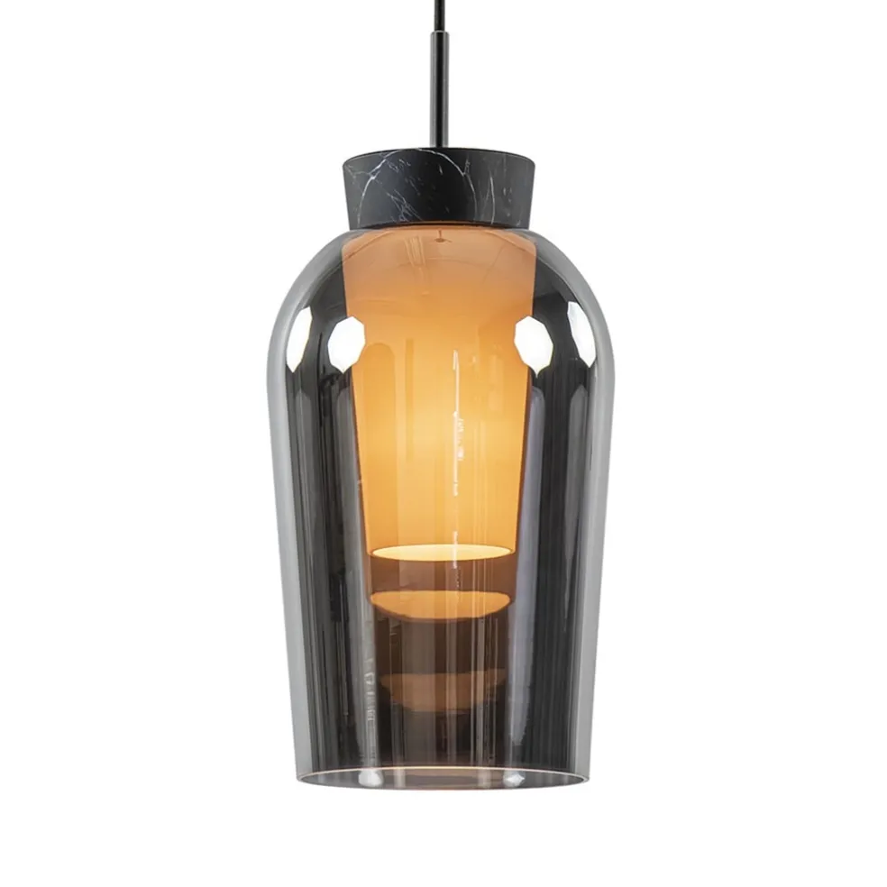 hanglamp__lichts_zwartmar_0.webp Fashion Straluma Hanglamp 1 lichts zwart/marmer met smoke glas