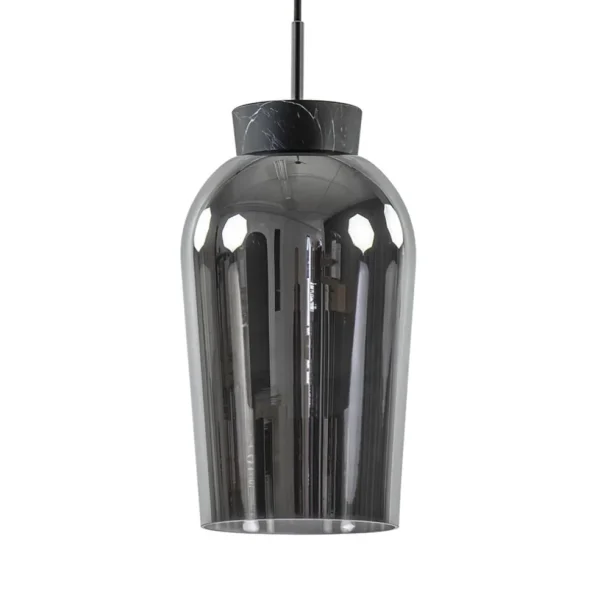 Fashion Straluma Hanglamp 1 lichts zwart/marmer met smoke glas