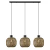 Online Straluma Hanglamp balk 3L zwart + bamboe