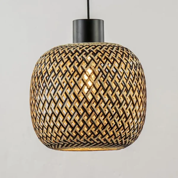 Online Straluma Hanglamp balk 3L zwart + bamboe