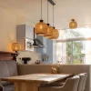 Online Straluma Hanglamp balk 3L zwart + bamboe