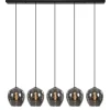 Fashion Straluma Hanglamp balk zwart 5-lichts smoke glas