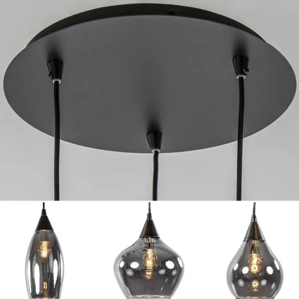 Clearance Straluma Hanglamp Cambio 3L rond zwart smoke glas