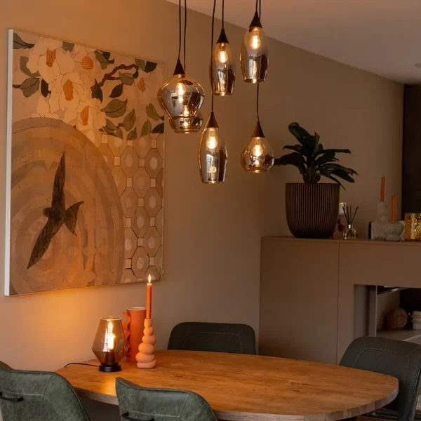 Sale Straluma Hanglamp Cambio 6L zwart + smoke glas mix