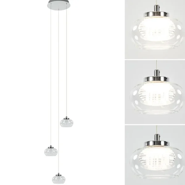 Fashion Straluma Hanglamp chroom/helder glas 3-lichts