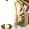 Outlet Straluma Hanglamp 64cm houten lamellen+linnen kap