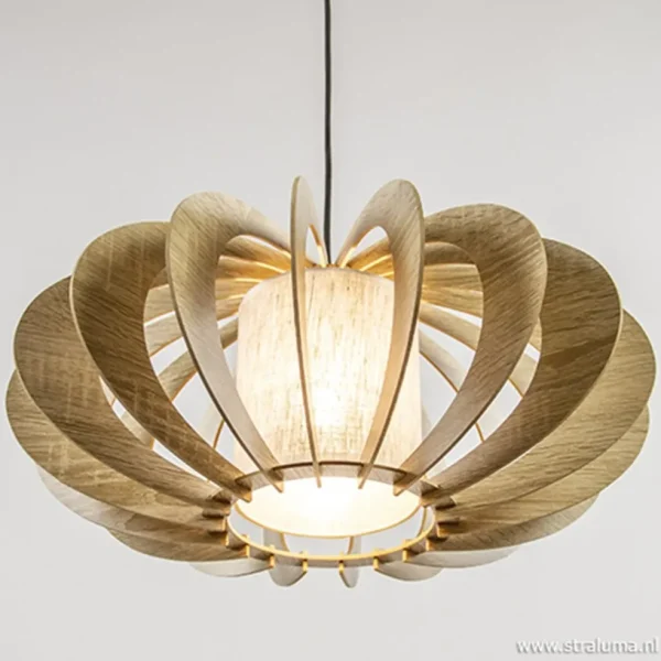hanglamp_houten_lamellen__2.webp Discount Straluma Hanglamp houten lamellen + kap 50cm