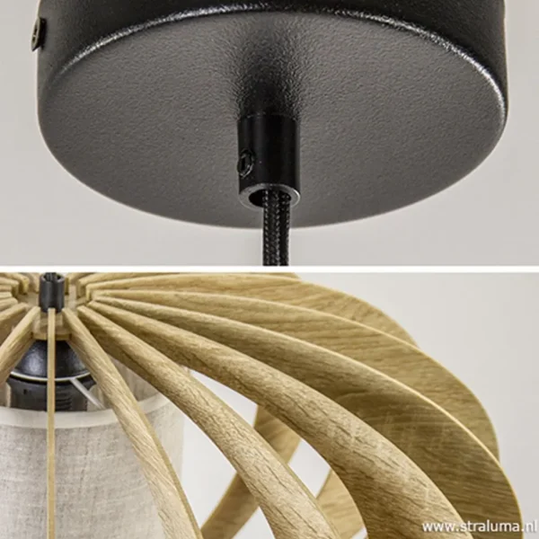 hanglamp_houten_lamellen__3.webp Discount Straluma Hanglamp houten lamellen + kap 50cm