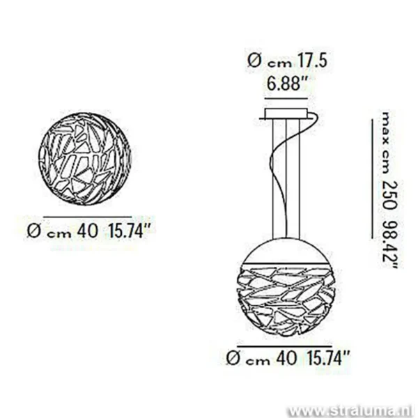 hanglamp_kelly_sphere_bro_2.webp Clearance Straluma Hanglamp Kelly Sphere brons 40cm