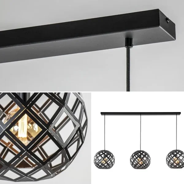 hanglamp_l_balk_bol_zwart_2.webp Store Straluma Hanglamp 3L balk bol zwart industrieel