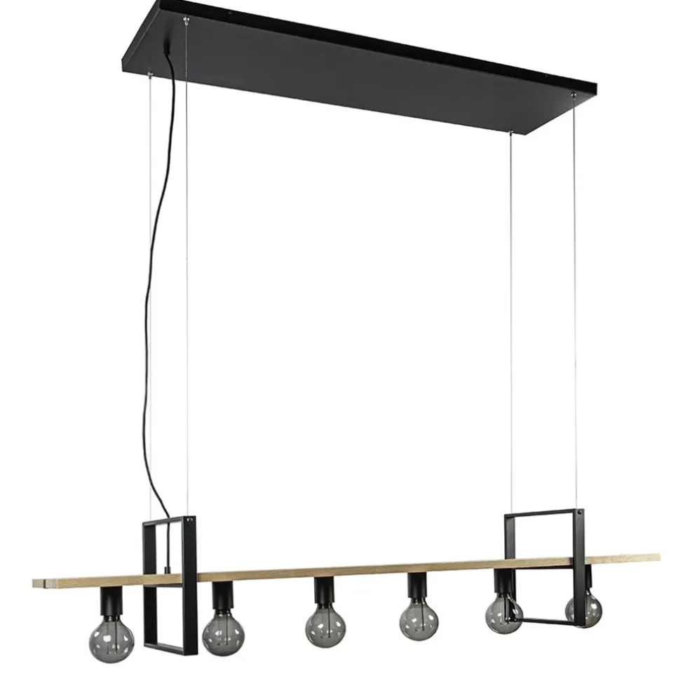 hanglamp_l_zwart_met_hout_0.webp Discount Straluma Hanglamp 6L zwart met houten planken