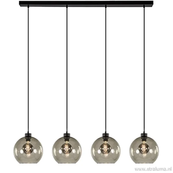 hanglamp_lichts_balk_zwar_1.webp Sale Straluma Hanglamp 4-lichts balk zwart + smoke glas 25cm