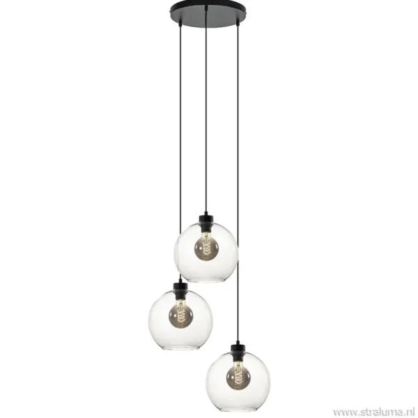 hanglamp_lichts_rond_glas_1-1.webp Best Straluma Hanglamp 3-lichts rond glas helder 25 cm