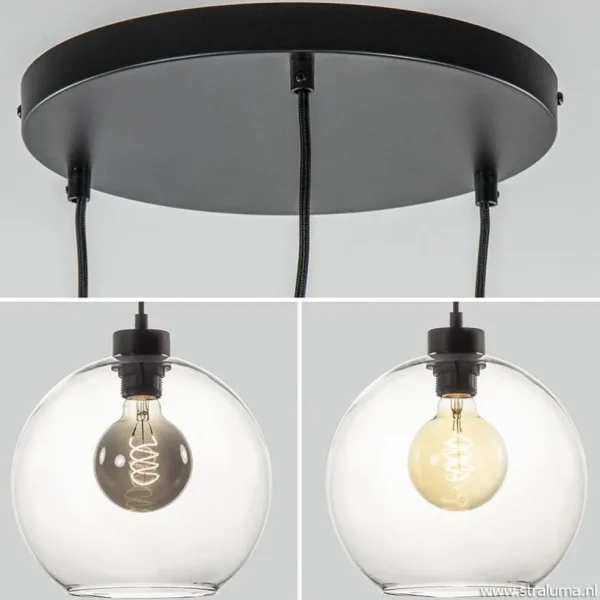 hanglamp_lichts_rond_glas_3-1.webp Best Straluma Hanglamp 3-lichts rond glas helder 25 cm