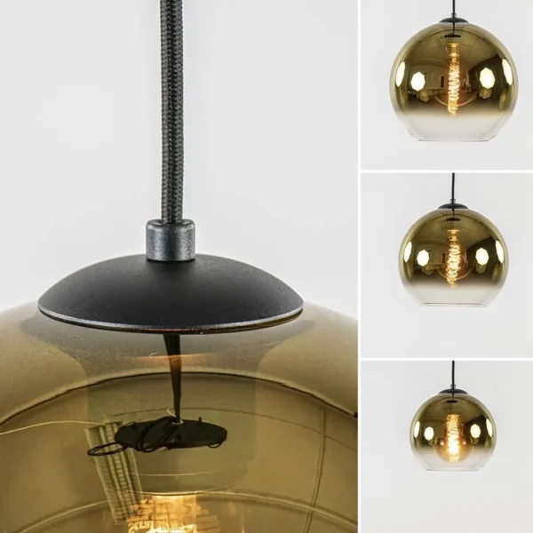 hanglamp_lichts_rond_zwar_3.webp Store Straluma Hanglamp 3-lichts rond zwart met goud gradient glas