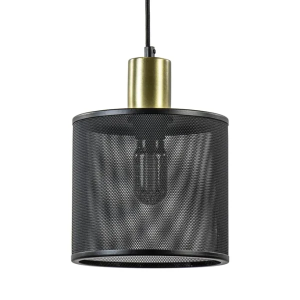 hanglamp_mat_zwarte_kap_c_0.webp Clearance Straluma Hanglamp mat zwarte kap cilinder met goud