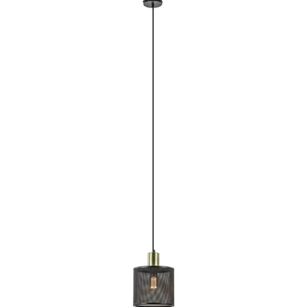 hanglamp_mat_zwarte_kap_c_1.webp Clearance Straluma Hanglamp mat zwarte kap cilinder met goud