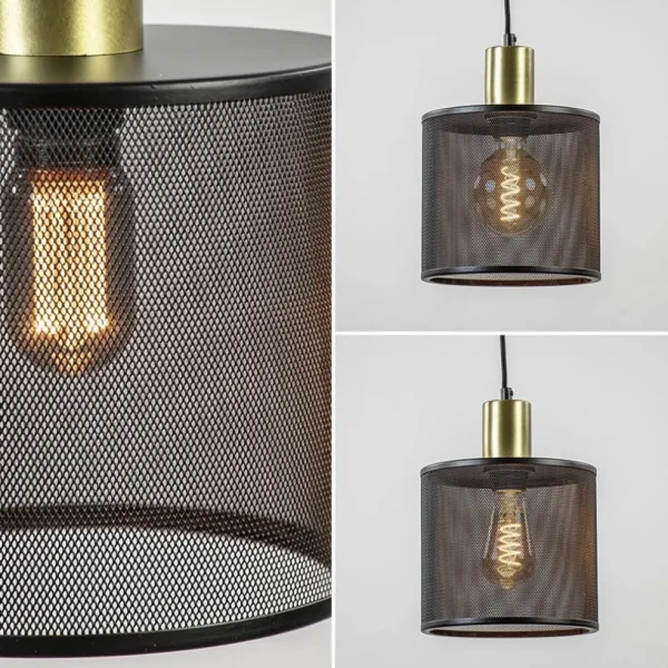 hanglamp_mat_zwarte_kap_c_3.webp Clearance Straluma Hanglamp mat zwarte kap cilinder met goud
