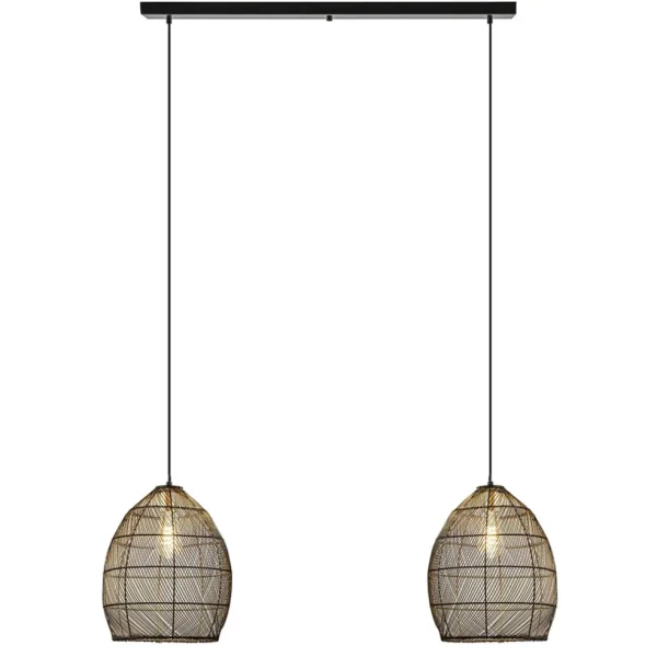 Flash Sale Straluma Hanglamp Meya 2-lichts zwart/goud met balk