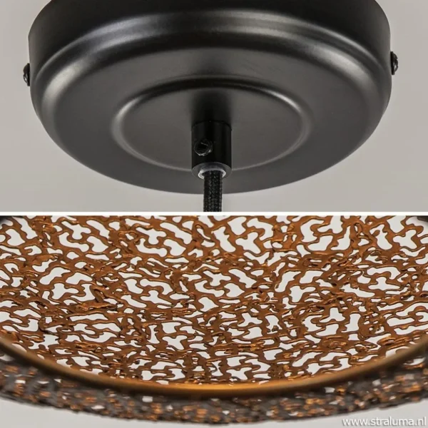 Shop Straluma Hanglamp Oronero bol zwart/goud 60cm