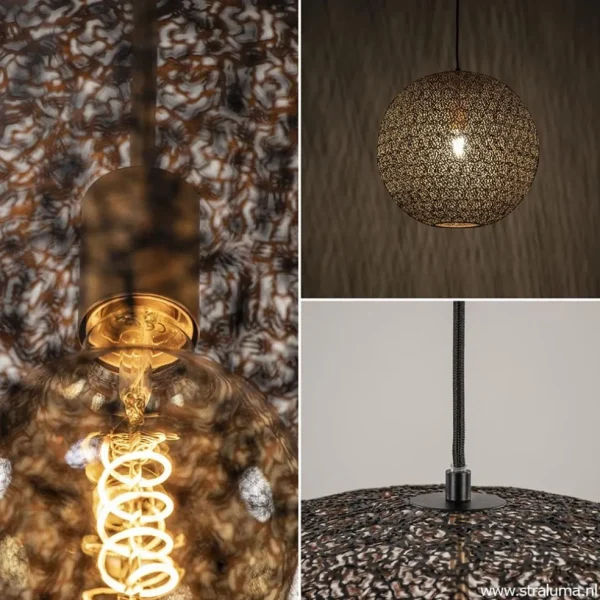 Shop Straluma Hanglamp Oronero bol zwart/goud 60cm