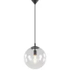 hanglamp_zwart_met_helder_1.webp Best Sale Straluma Hanglamp zwart met helder glazen bol 30 cm