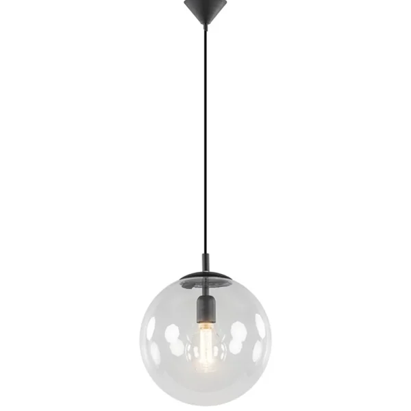 hanglamp_zwart_met_helder_1.webp Best Sale Straluma Hanglamp zwart met helder glazen bol 30 cm