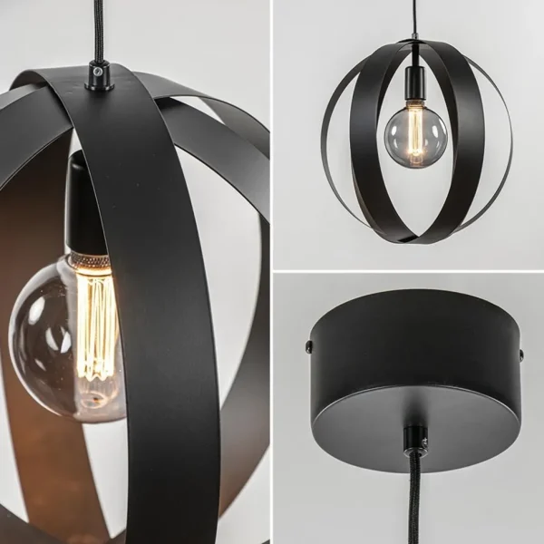Cheap Straluma Hanglamp zwart metalen ringen 40 cm