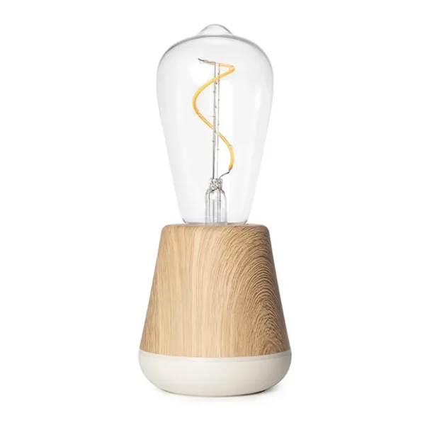 houten_tafellamp_met_held_0.webp Discount Straluma Houten tafellamp met helder glas oplaadbaar/dimbaar