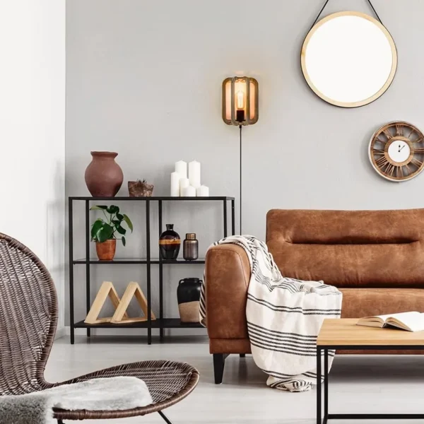 Cheap Straluma Houten wandlamp met zwarte fitting en snoer