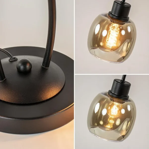 Outlet Straluma Klassieke 2-lichts tafellamp zwart met smoke glas