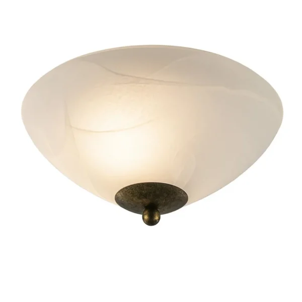 klassieke_plafondlamp_gev_1.webp Clearance Straluma Klassieke plafondlamp gevlamd glas met brons 30 cm
