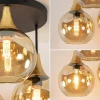 Outlet Straluma Klassieke plafondlamp zwart/goud met amber glas