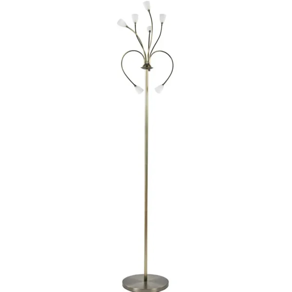 Hot Straluma Klassieke vloerlamp brons met wit gevlamd glas en dimbaar LED