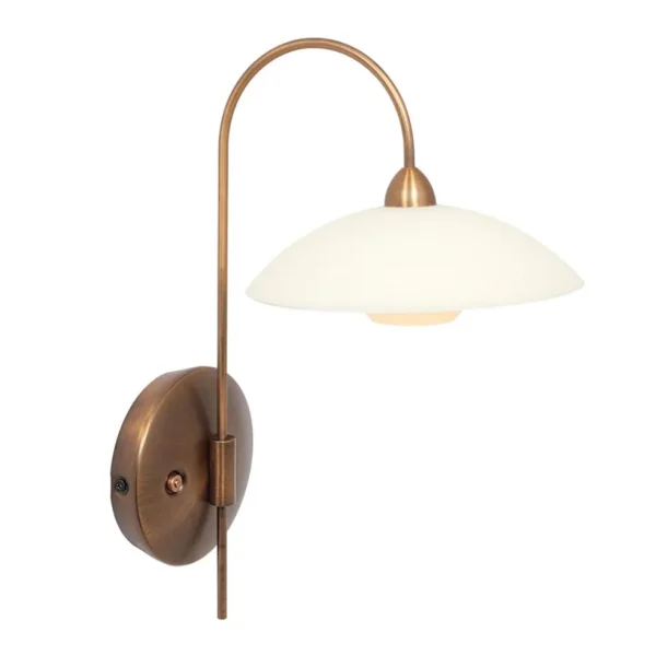 klassieke_wandlamp_brons__0.webp Outlet Straluma Klassieke wandlamp brons met creme glas incl LED