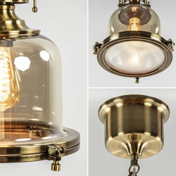 kleine_hanglamp_brons_met_2.webp Discount Straluma Kleine hanglamp brons met amber glas