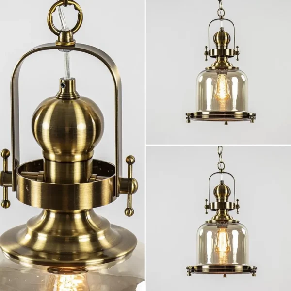 kleine_hanglamp_brons_met_3.webp Discount Straluma Kleine hanglamp brons met amber glas