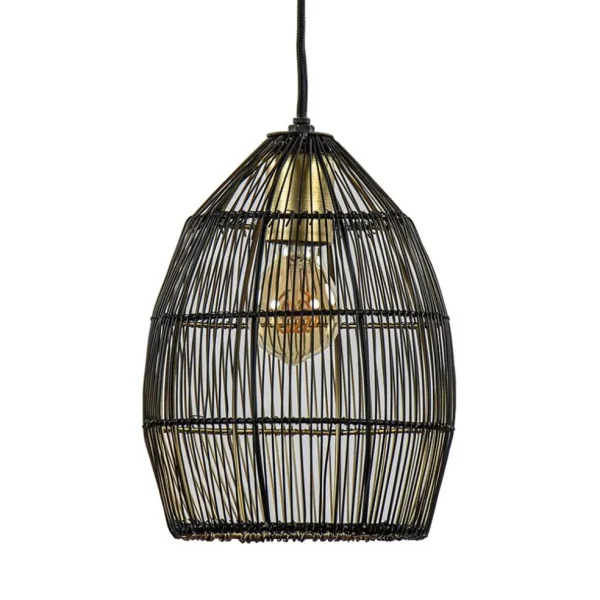Sale Straluma Kleine hanglamp Meya zwart met goud draad