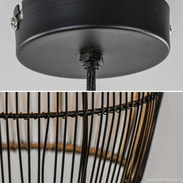 Sale Straluma Kleine hanglamp Meya zwart met goud draad