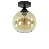 kleine_plafondlamp_zwart__0.webp Flash Sale Straluma Kleine plafondlamp zwart met amber glazen bol