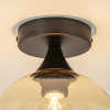 kleine_plafondlamp_zwart__2.webp Flash Sale Straluma Kleine plafondlamp zwart met amber glazen bol