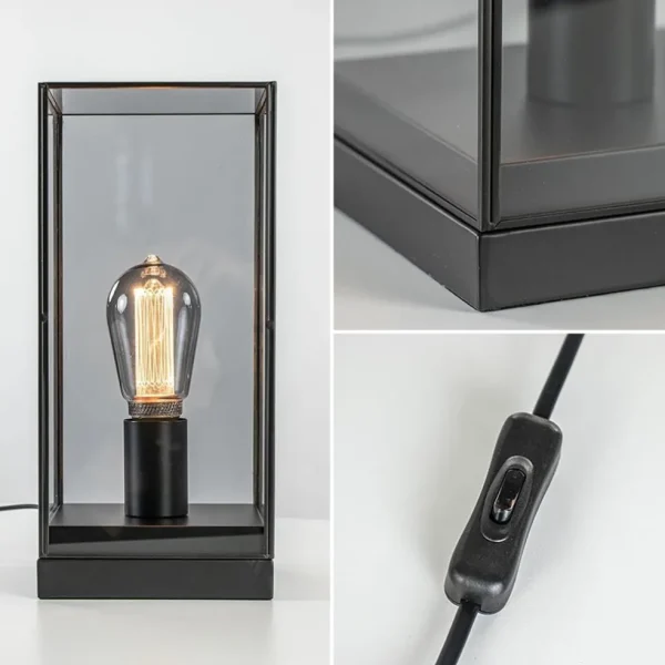 Online Straluma Kleine tafellamp Askjer zwart met smoke glas