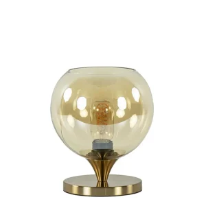 Online Straluma Kleine tafellamp goud met amber kleurig glas