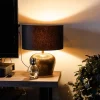 Store Straluma Lampenkap zwart/goud cilinder met gouden binnenzijde, hoogte 20cm, Ø 35cm, warm omgeslagen